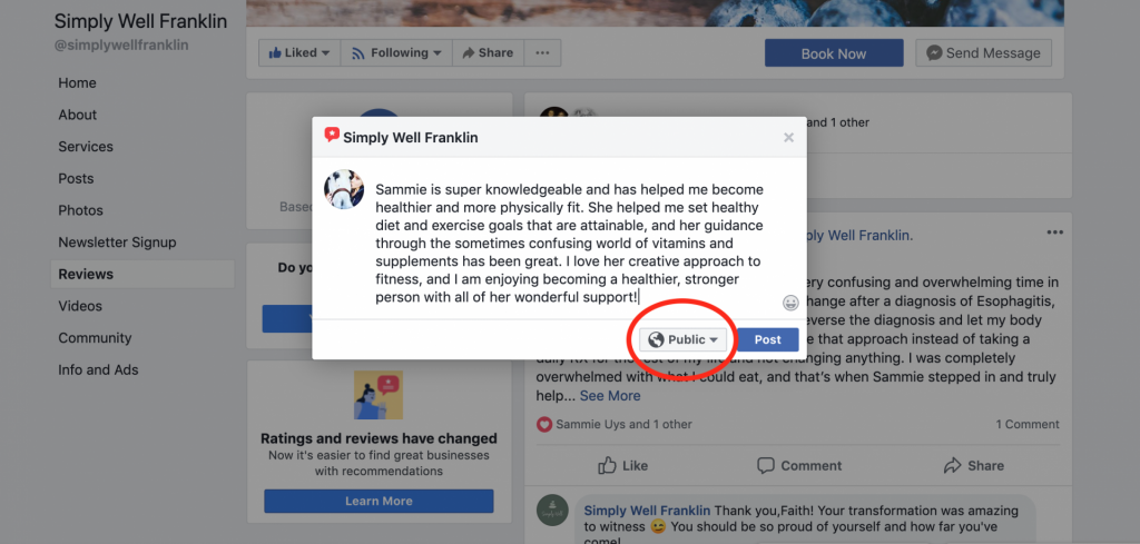 facebook reviews not showing on mobile